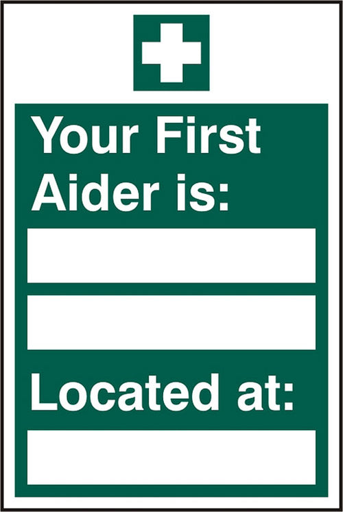 B-Safe Prepack Beeswift First Aider Located Sign Self Adhesive