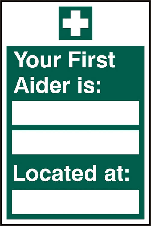 B-Safe Prepack Beeswift First Aider Located Sign Self Adhesive