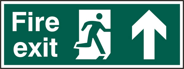 B-Safe Prepack Beeswift Fire Exit Up Arrow Sign Rigid Pvc