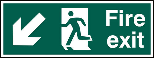 B-Safe Prepack Beeswift Fire Exit Down Left Arrow Sign Rigid Pvc
