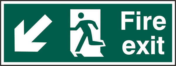 B-Safe Prepack Beeswift Fire Exit Down Left Arrow Sign Rigid Pvc