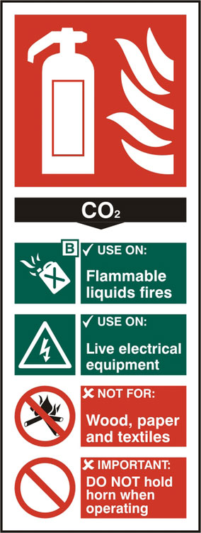 B-Safe Prepack Beeswift Fire Extinguisher Co2 Sign Rigid Pvc