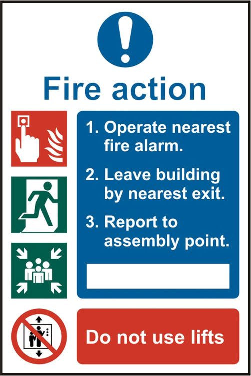 B-Safe Prepack Beeswift Fire Action Procedure Sign Self Adhesive