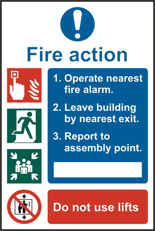 B-Safe Prepack Beeswift Fire Action Procedure Sign Rigid Pvc