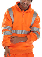 B-Seen Essential Quarter Zip Sweatshirt Hi-Vis Jumper