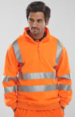 B-Seen Essential Quarter Zip Sweatshirt Hi-Vis Jumper - thumbnail 5