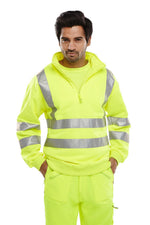 B-Seen Essential Quarter Zip Sweatshirt Hi-Vis Jumper - thumbnail 4