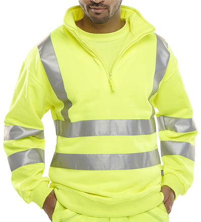 B-Seen Essential Quarter Zip Sweatshirt Hi-Vis Jumper
