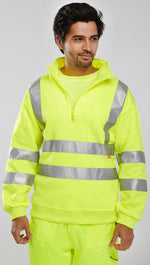 B-Seen Essential Quarter Zip Sweatshirt Hi-Vis Jumper - thumbnail 6