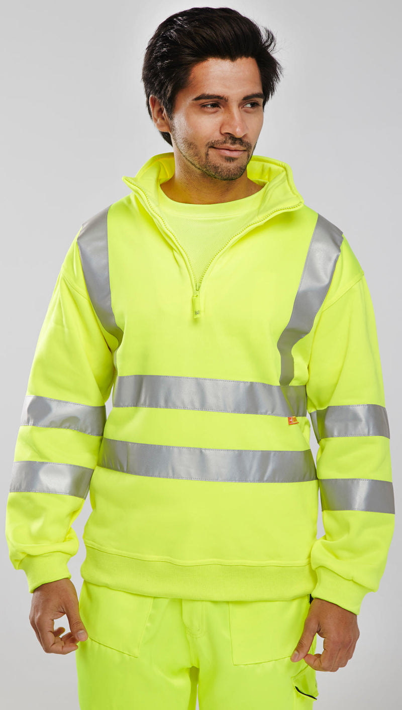 B-Seen Essential Quarter Zip Sweatshirt Hi-Vis Jumper