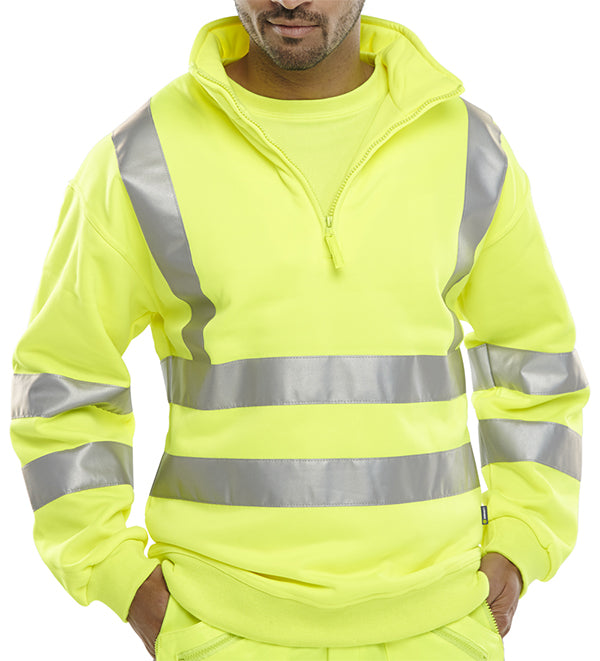 B-Seen Essential Quarter Zip Sweatshirt Hi-Vis Jumper