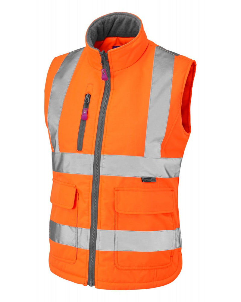Leo Workwear Marisco yellow high-visibility vest with reflective strips for worker protection
