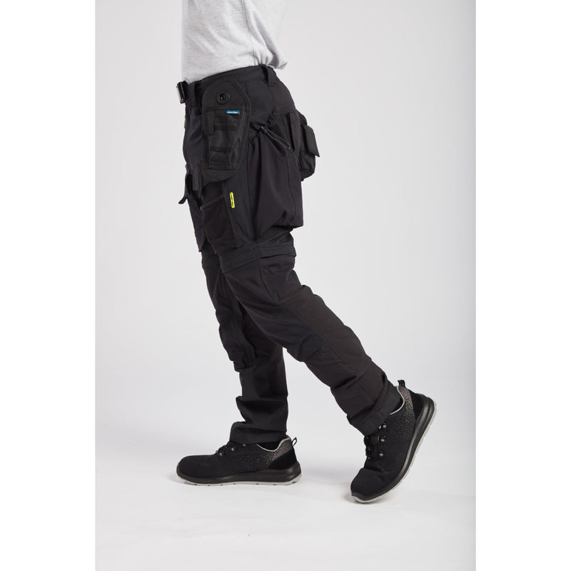 Close-up of the knee area on the modular trousers.