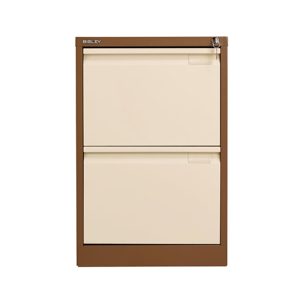 Bisley 2 Drawer Filing Cabinet Lockable 470x622x711mm Coffee/Cream BS2EC/C