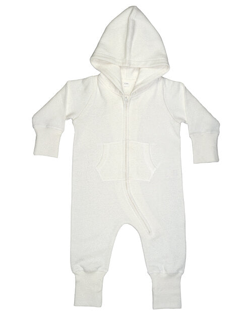 Vanilla-colored baby all-in-one by Babybugz, laid flat.
