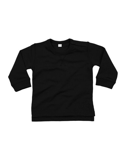 Black baby sweatshirt by Babybugz, laid flat.