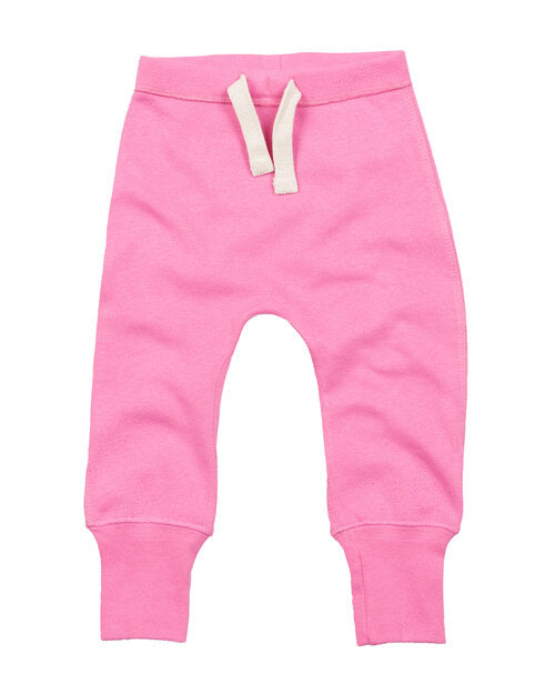 Bubblegum pink baby sweatpants by Babybugz, flat lay.