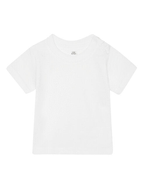 White "Made in Africa" baby t-shirt by Babybugz, laid flat.