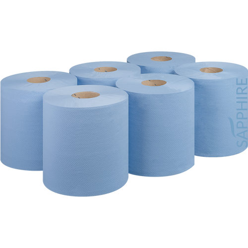 Blue 2 Ply Embossed Centrefeed Roll (Pack of 6 - 170mm x 150m)
