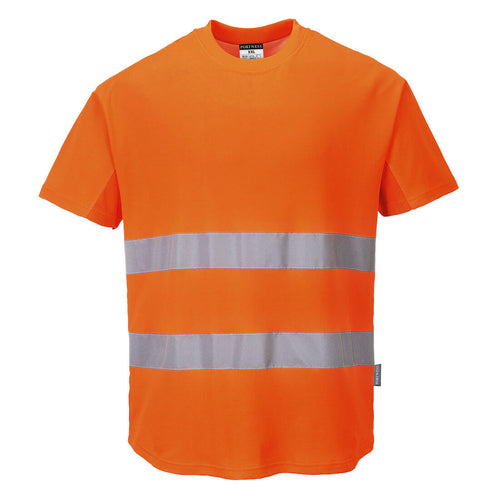 Portwest Hi-Vis Cotton Comfort Mesh Insert T-Shirt Short Sleeved