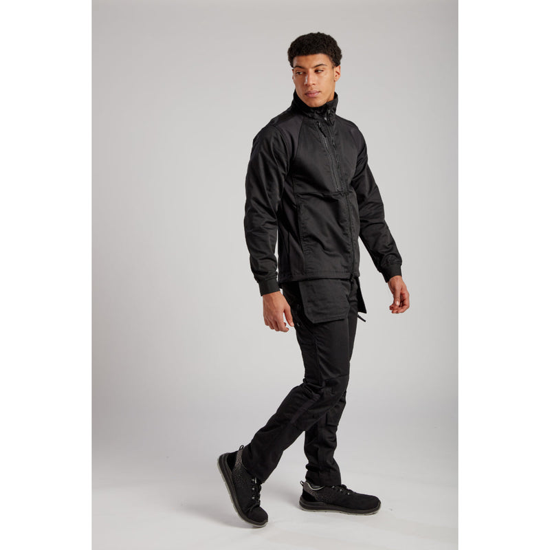 Black Portwest zip-up cardigan with contrast panel detailing worn by model