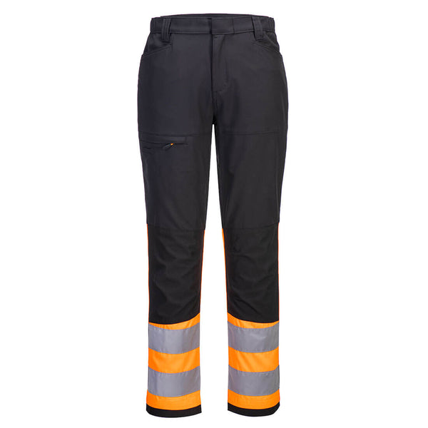 Portwest WX2 Eco Hi-Vis Service Trousers in orange/black.