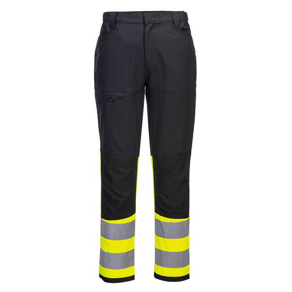 Portwest WX2 Eco Hi-Vis Service Trousers in yellow/black.