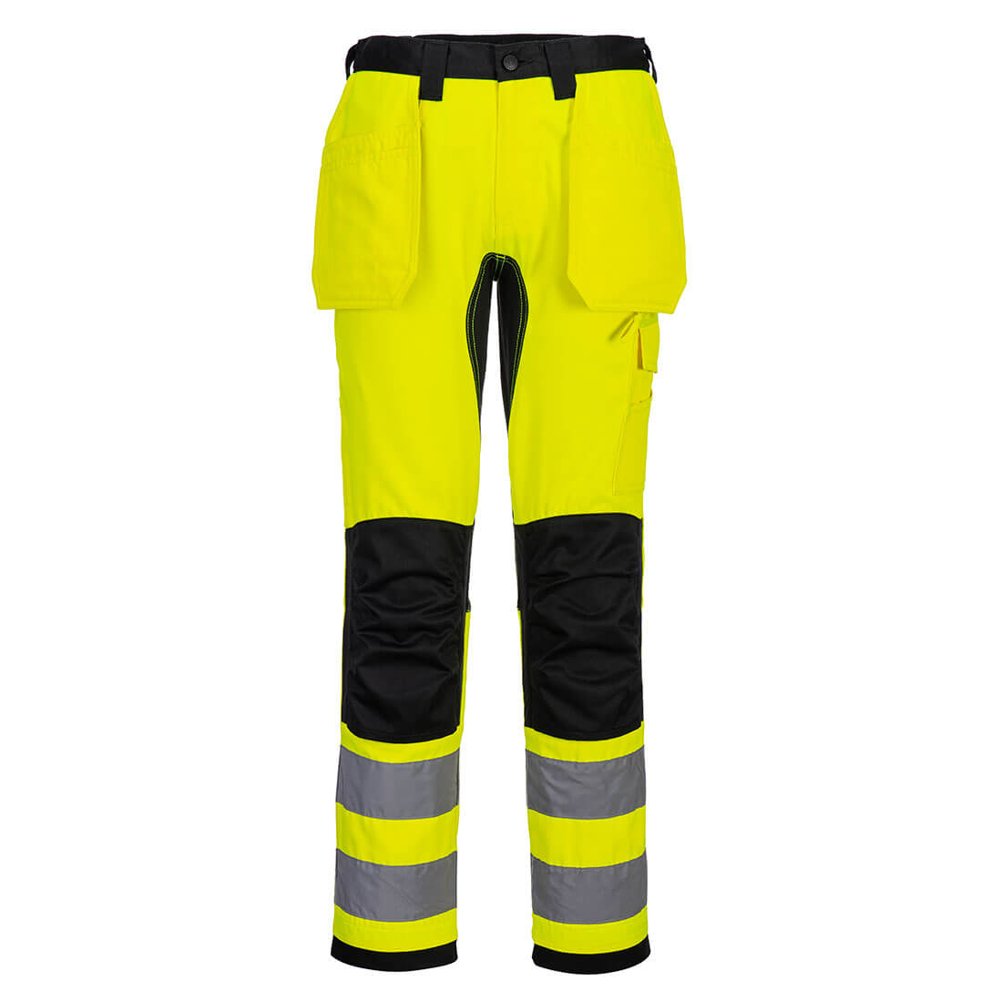 Portwest WX2 Eco Hi-Vis Holster Trousers in yellow/black.