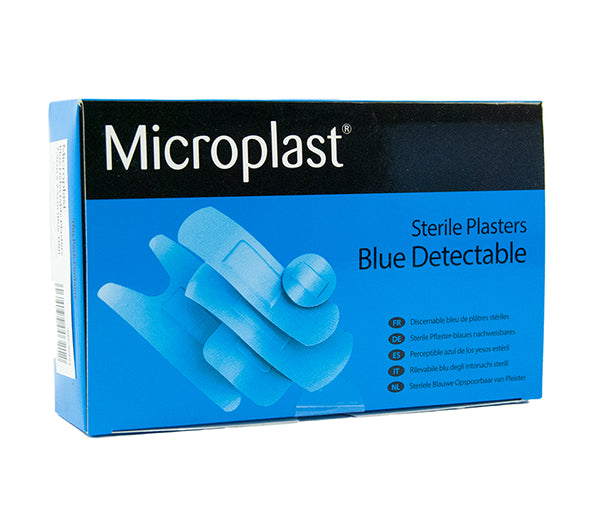 Click Medical Microplast Blue Detectable Plasters 7.5CM X 2.5CM - (Pack of 100)