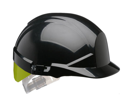 Centurion Reflex Black Slip Ratchet Helmet With Bright Yellow Flash