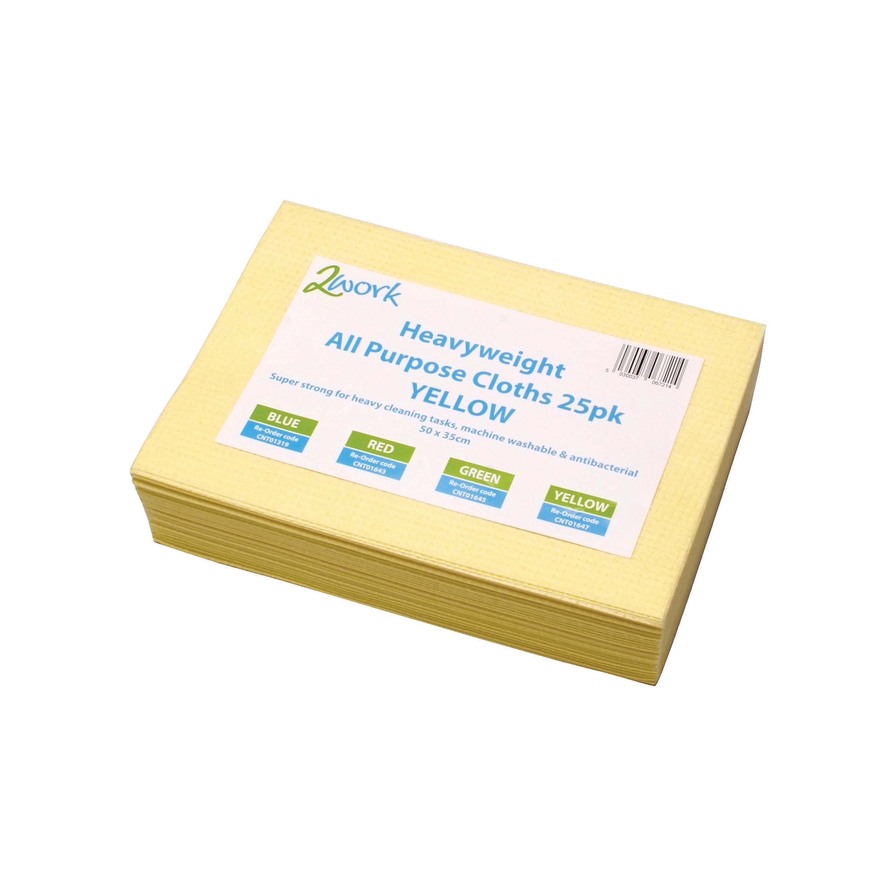 A pack of 25 yellow 2Work heavyweight all-purpose cloths.