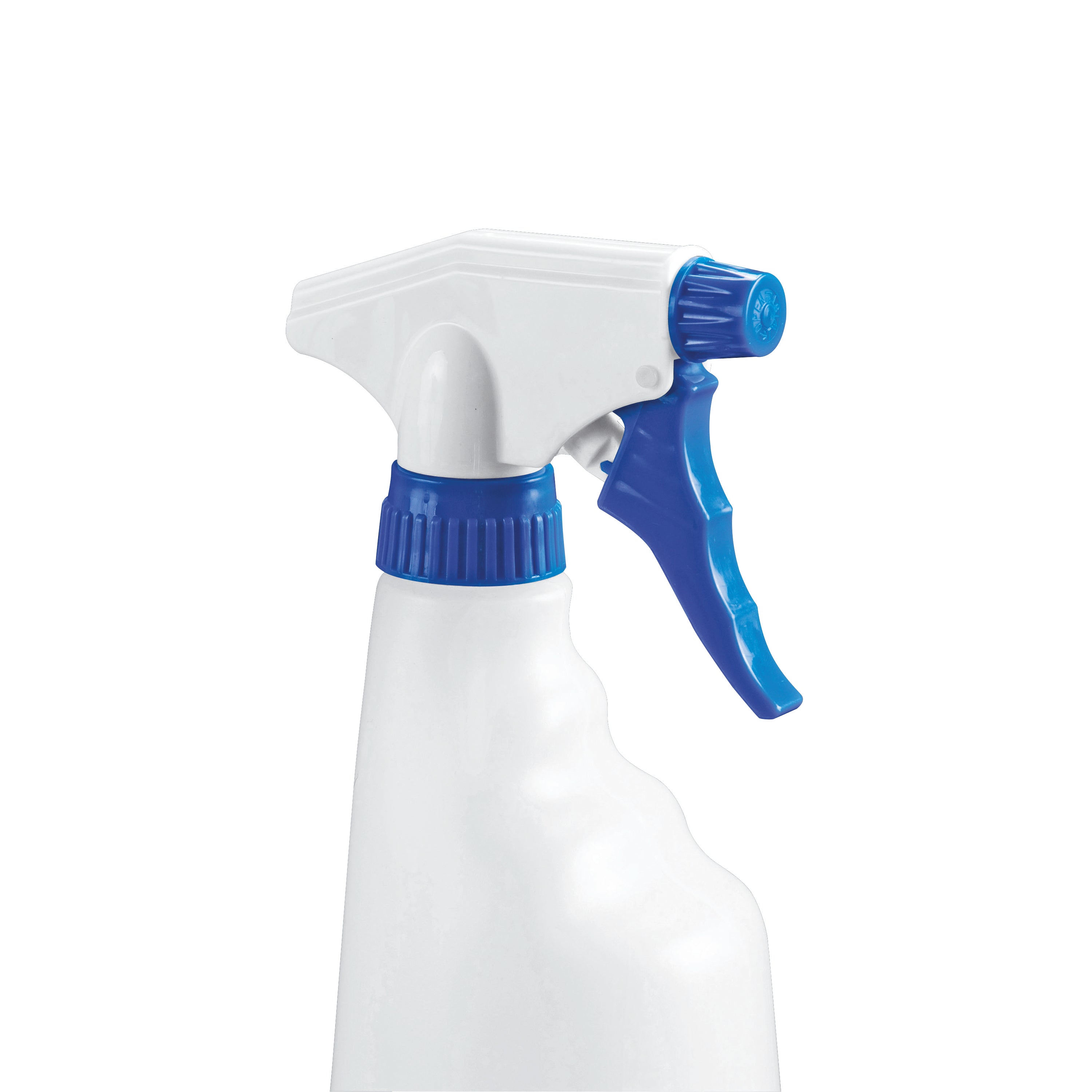 Four blue 2Work trigger spray refill bottles.