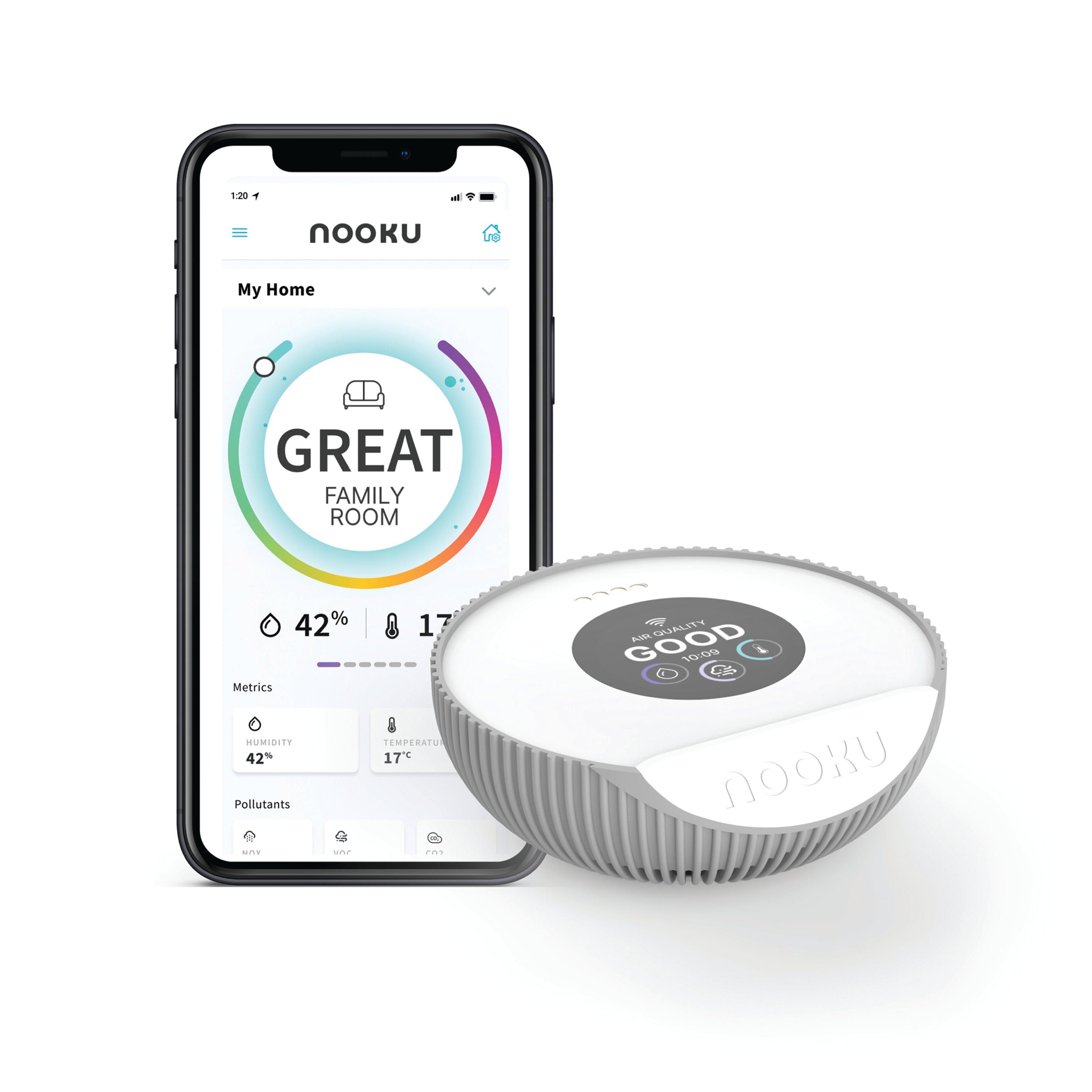 Nooku Mini Indoor Air Quality Monitor White/Grey NK-A1006-1