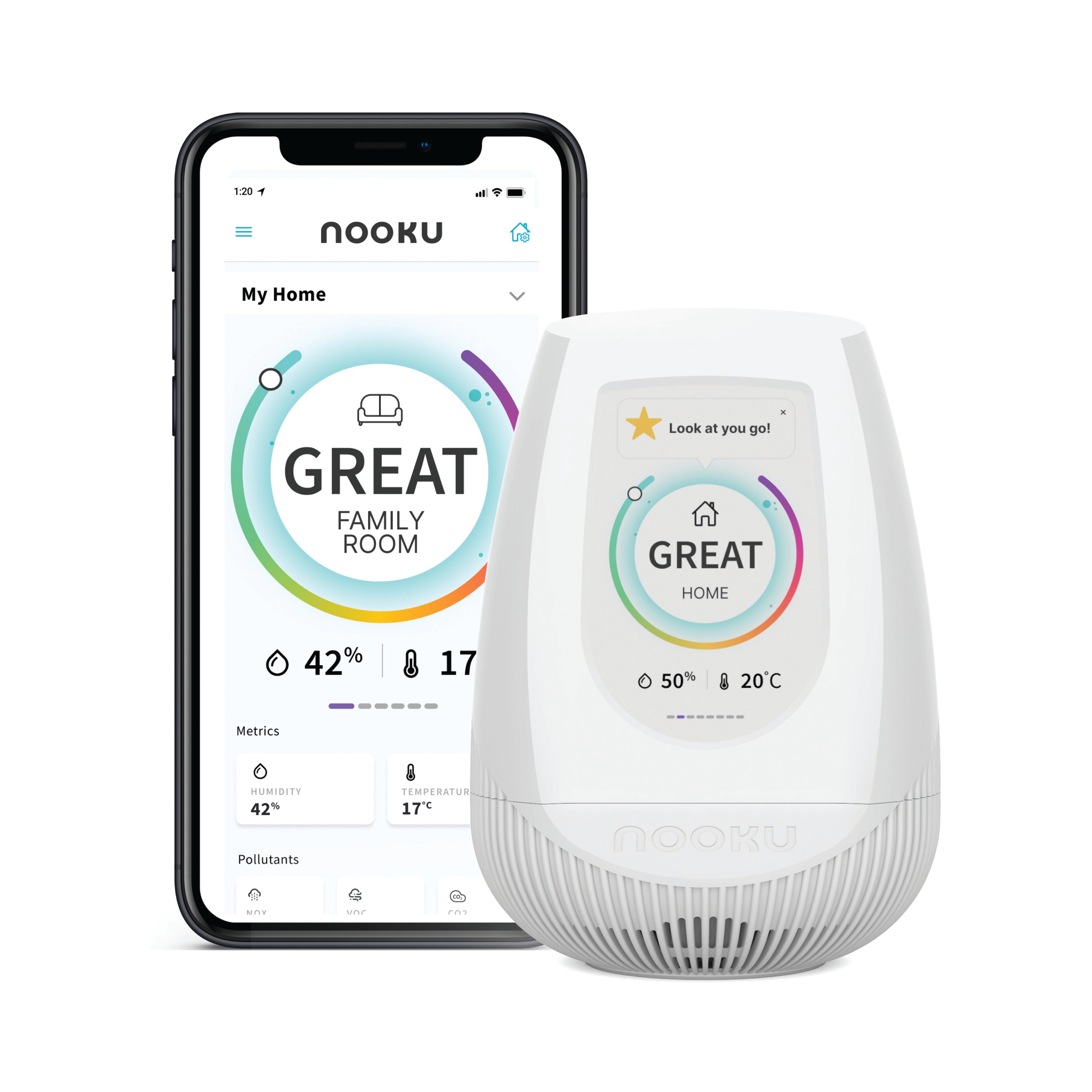 Nooku Fusion Indoor Air Quality Monitor White NK-A1007-1