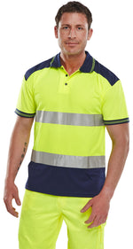 B-Seen Hi-Vis Two-Tone Polo Shirt - thumbnail 4