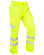 Bright yellow Bideford poly-cotton cargo trouser with reflective bands. - Image 16