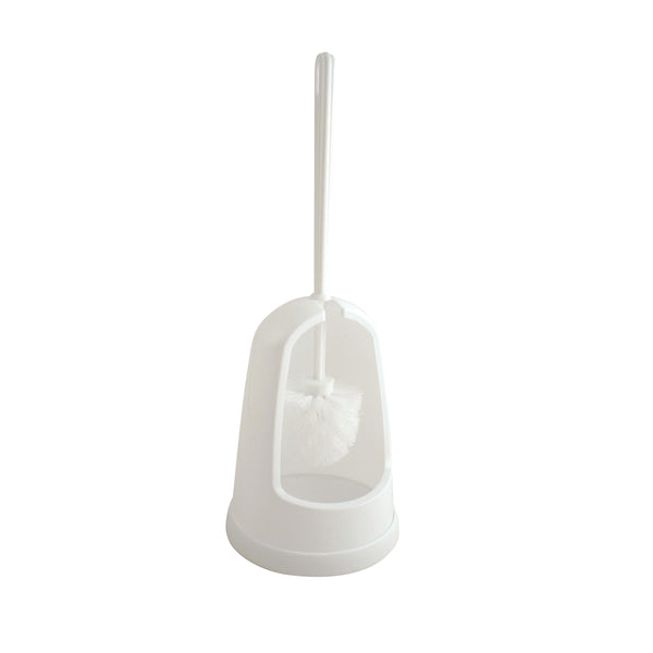 A white 2Work plastic toilet brush set.