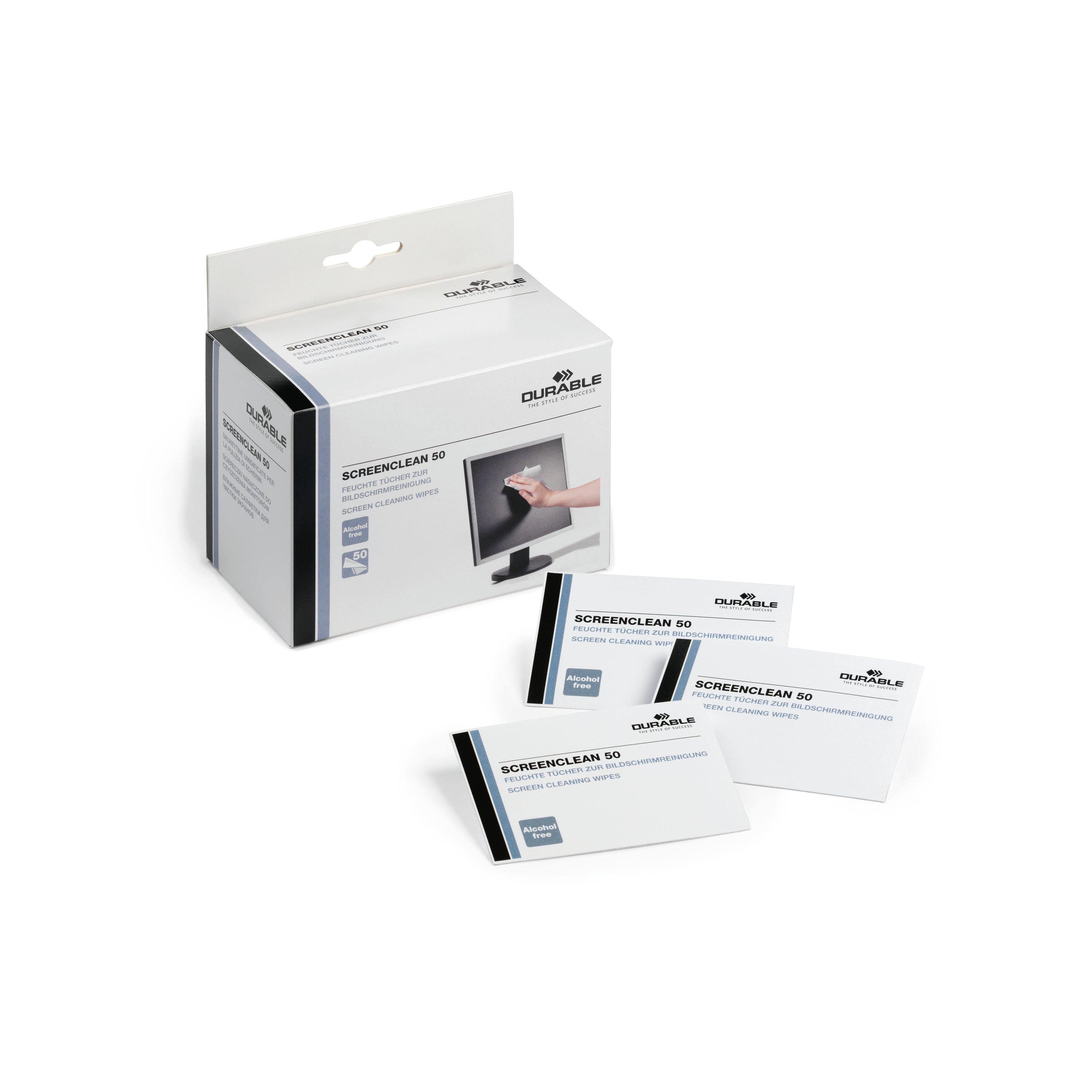 Durable Screenclean 50 Wipes Alcohol Free Bio-degradable Individually Wrapped (Pack of 50) 578702