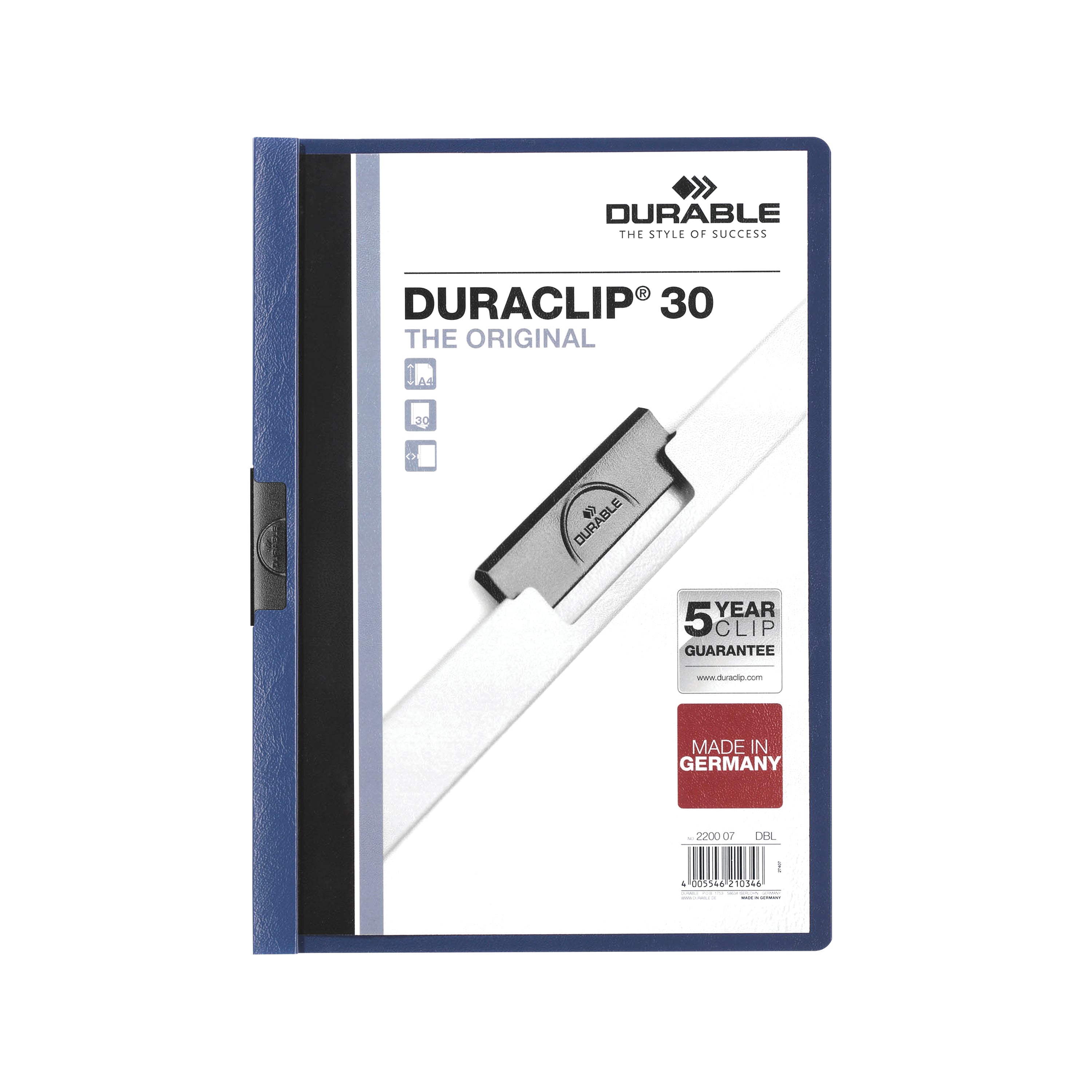 Durable 3mm DURACLIP File A4 Dark Blue (Pack of 25) 2200/07