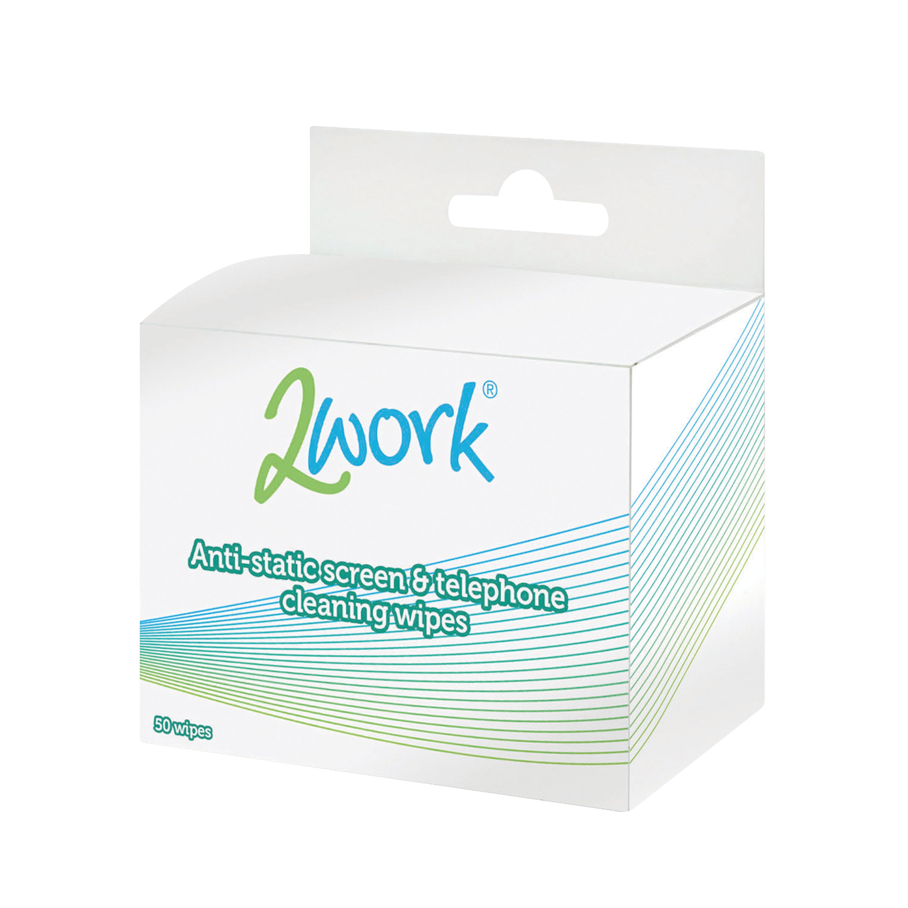 A pack of 50 2Work anti-static screen and telephone wipes.