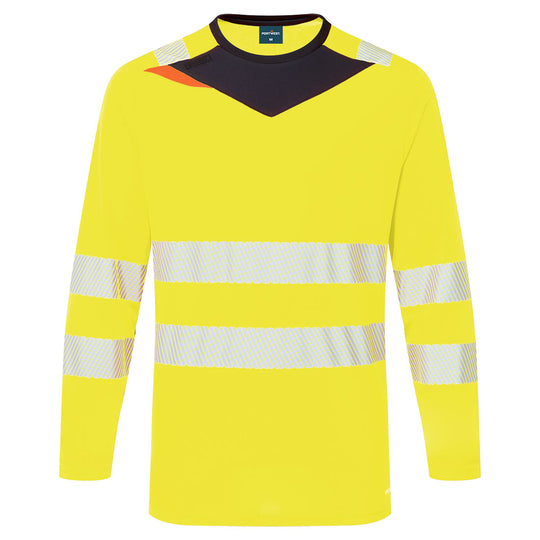 Portwest Hi-Vis long-sleeved t-shirt in yellow and black.