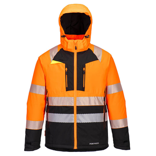 Portwest Hi-Vis Class Winter Jacket in orange and black.