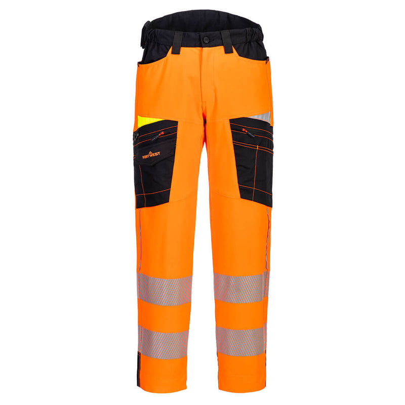 Portwest DX4 Hi-Vis Service Trousers in orange/black.