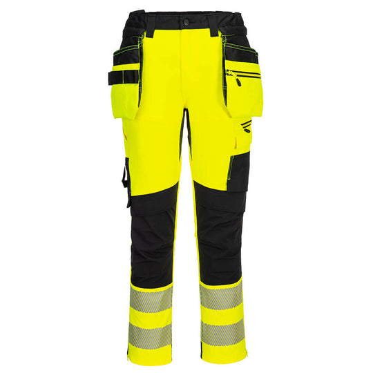 Portwest DX4 Hi-Vis Detachable Holster Craft Trousers yellow/black.