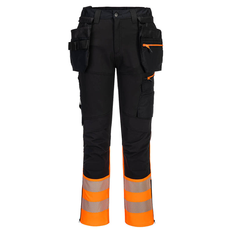 Portwest DX4 Hi-Vis Class Craft Trousers in orange/black.