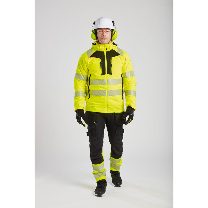 Close-up of the chest pocket detail on the Portwest DX4 Hi-Vis Winter Jacket.