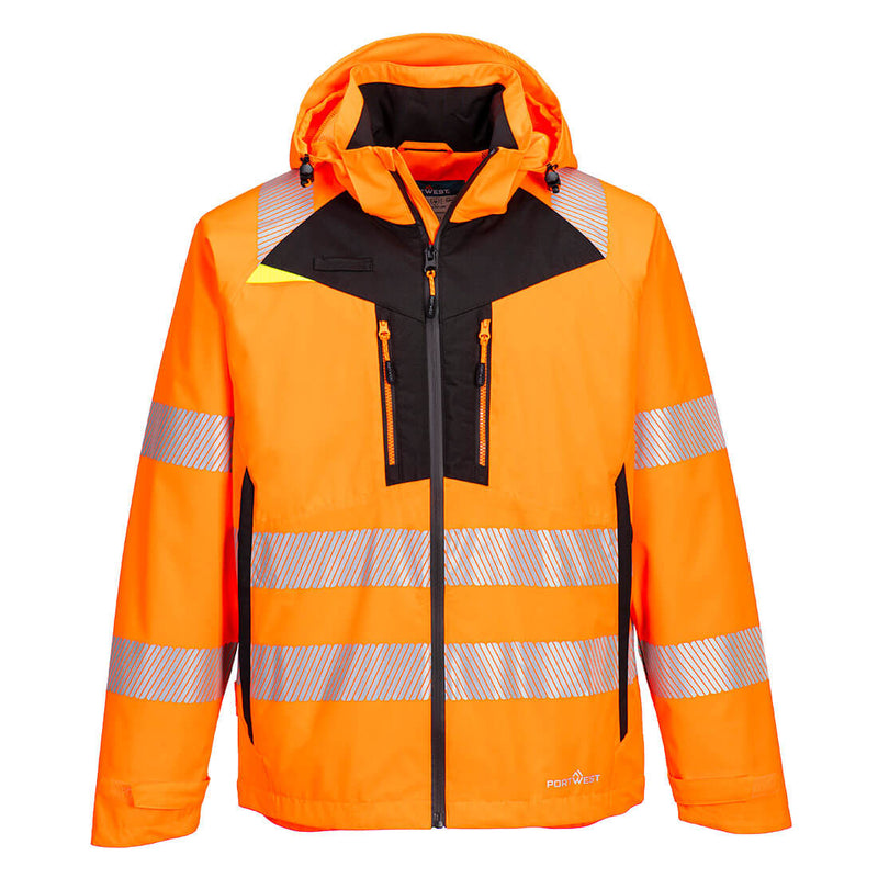 Portwest Hi-Vis Rain Jacket in bright orange.