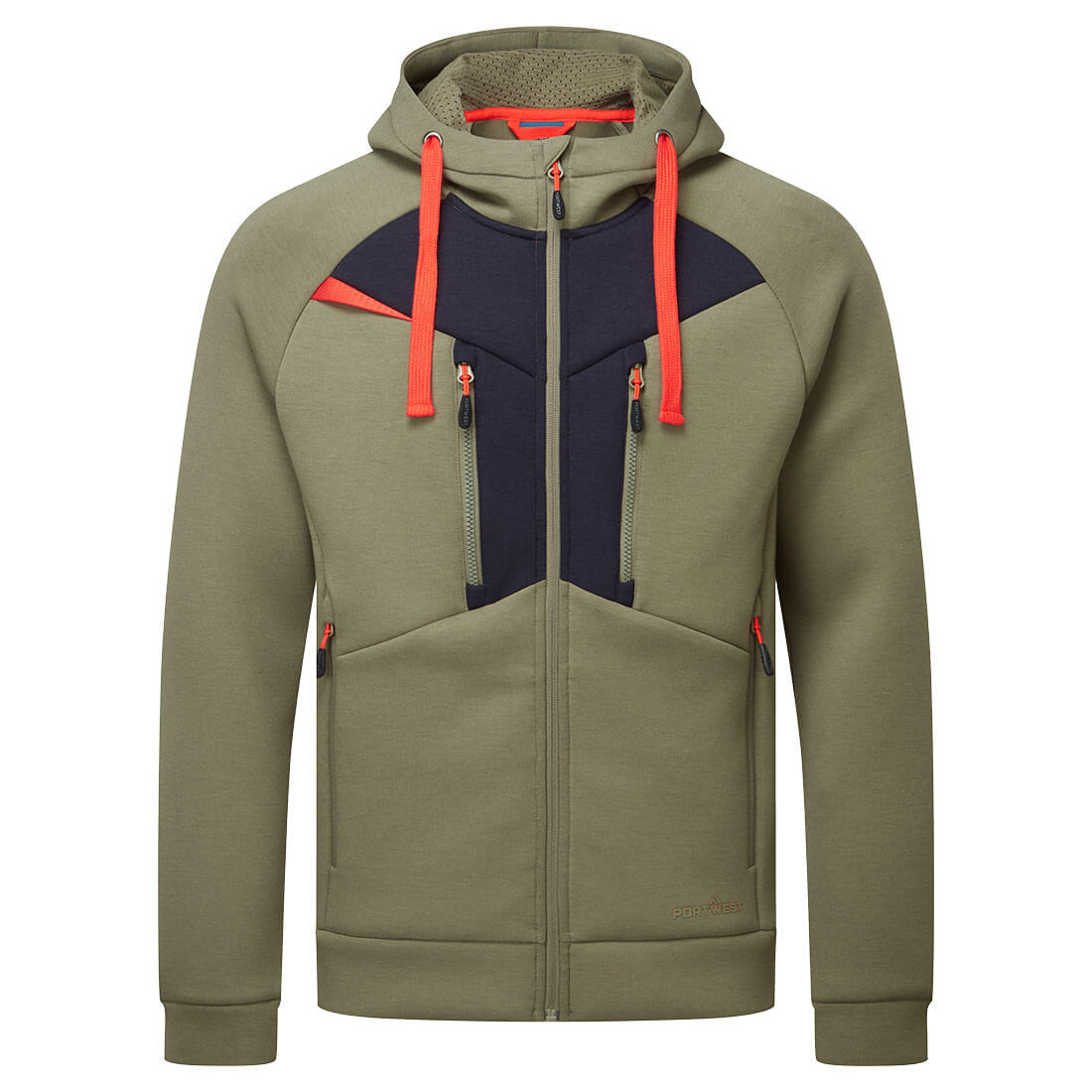Vibrant marl orange Portwest DX4 Zipped Hoodie offering comfort and modern appeal.