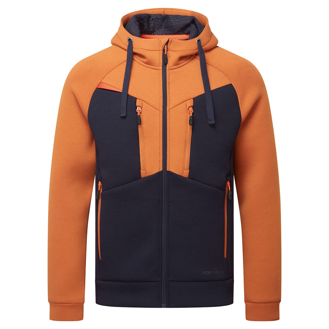 Bold red Portwest DX4 Zipped Hoodie perfect for adding a pop of color to workwear.