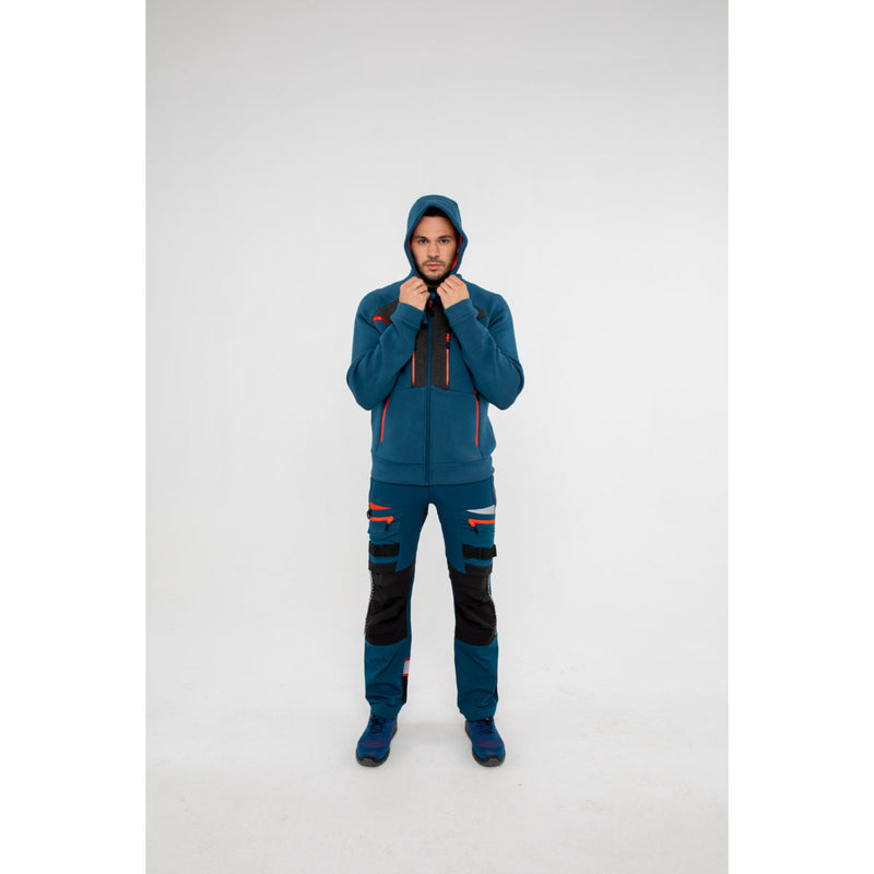 Close-up of a man in Portwest DX4 Zipped Hoodie focusing on the sleeve and cuff.
